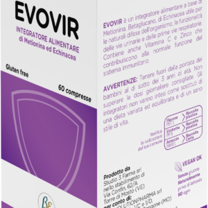 integratore alimentare a base di Metionina, Betaglucano, di Echinacea, utile per le naturali difese dell’organismo, la funzionalità della vie urinarie e delle prime vie respiratorie. Contiene anche Vitamina C e Zinco che contribuiscono alla normale funzione del sistema immunitario.